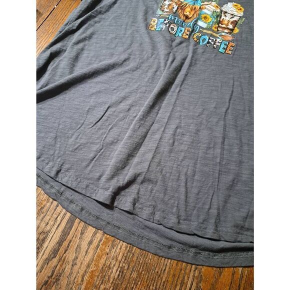 XL Moody Before Coffee Short Sleeve Tee TShirt Top Shirt Cow Coffee Sunflower - Picture 4 of 6
